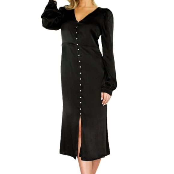 En Saison button front dress black long sleeve midi from Revolve size small - Picture 2 of 5